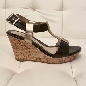 Attention | Black/Gold Zakros Wedge Heels | 5M
